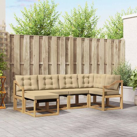 vidaXL Conjunto de sofás de exterior 6 uds. y Beige (1/5)