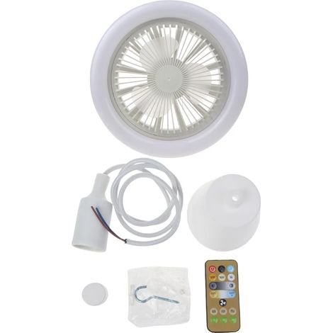26cm Round Remote Control Ceiling Fan with E27 30W LED Lamp 1/2/4 Hour Timer Hanging Fan Home Bedroom Office Air Cooling Fan (1/4)