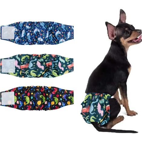 Lot de 3 Couches pour Chiens Male Lavable Bandeau, Super absorbantes pour Chiens de Petite, Ventrale Réutilisables Très Absorbantes pour Chiens Anti P (1/5)