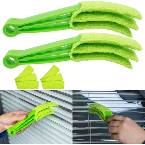 Brosse de Nettoyage, Lot de 2, pour Store de Fenêtre, Stores à Enrouleur et lamelles, avec Manchon en Microfibre, Nettoyage pour Stores vénitiens et Volets, Brosse de Nettoyage pour Volets, radiateur (1/5)