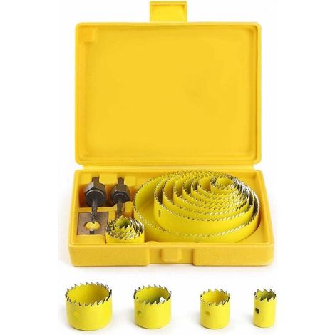 Juego de sierras de corona, sierras de corona Trepan Ø19127mm Kit completo en estuche con mandriles y herramientas para madera, yeso, plástico y PVC Fabricado en acero endurecido A3 de alta calidad (1/5)
