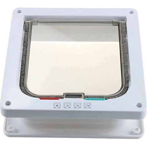 Ikodm – Chatière verrouillable à 4 voies pour chat et petit chien – Installation facile – Clapet transparent – Matériau ABS résistant aux intempéries – Taille L, Blanc (1/5)