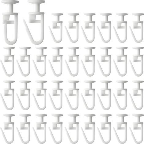 100 Pcs Coulissant Crochet de Rideau Rail Glisseur en Plastique, Crochets Coulissants Adapté aux Rideaux Glissants et Rideau de Douche, Compatible Tous Rails Métal et Plastique