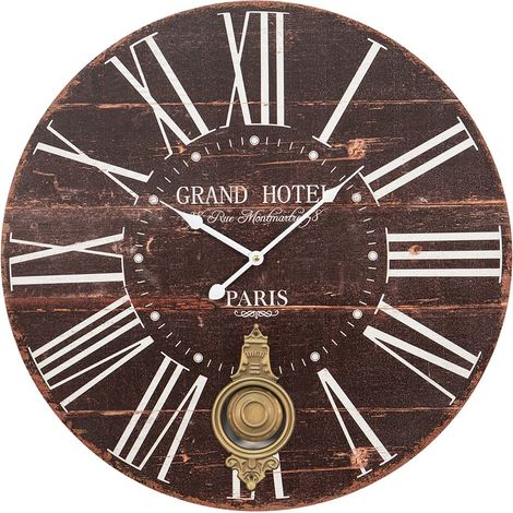 Horloge murale classique en MDF marron pendule de décoration intérieure 58 x 4 cm - PANGIVO (1/2)