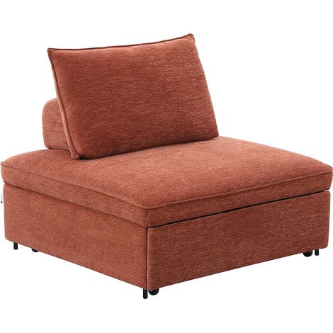 Fauteuil convertible chauffeuse en tissu chiné terracotta EKAVO (1/5)
