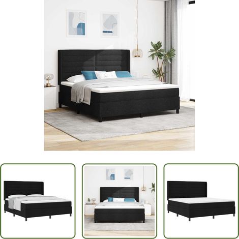 Matelas en polyester - Lit à ressorts avec matelas Noir 200 x 180 cm tissu (1/5)