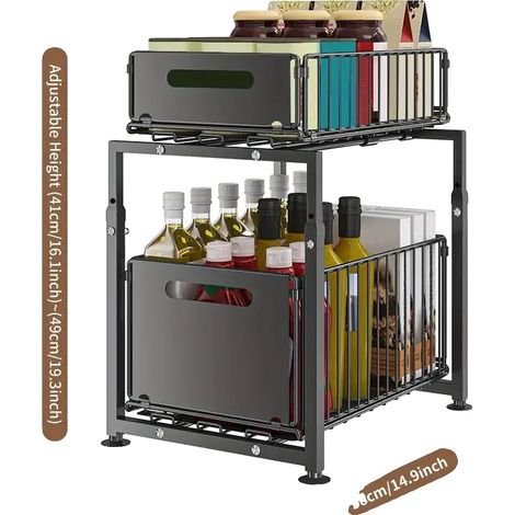 Organisateur de Cabinet, Hauteurs Ajustables, Design à Double Couche, Type B, 2-niveaux (1/2)