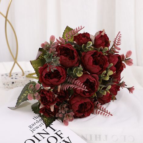 Peony artificial flower bouquet home wedding fake bouquet gardening decoration (a bouquet) (1/4)
