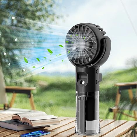 Tragbarer Handventilator mit Wassersprühfunktion, Mini-Ventilator, kleiner Ventilator, USB-Akku wiederaufladbar, Taschenventilator, Handventilator, Wassersprühventilator, geeignet für Reisen, Büro, Zu