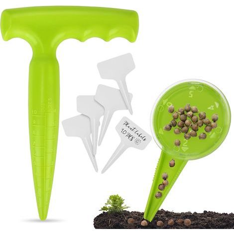 2-teiliges Blumenzwiebelpflanz-Set, Saatgutstreuer, 10 Etiketten für den Gemüsegarten – Blumenzwiebelpflanz-Set – Gartenwerkzeug zum Aussäen von Gemüse und Blumen (1/5)