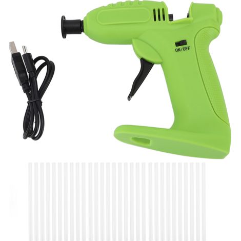 Kit de colle chaude sans fil rechargeable USB 3,7 V avec 30 bâtons de colle pour projets artistiques, loisirs créatifs et réparations (vert). (1/5)
