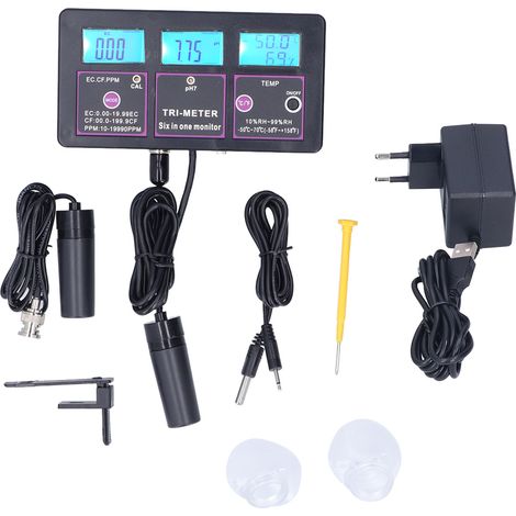 Eosnow 6 in 1 Wasserqualitätstester Multifunktion PH Temp Ec Cf Rh tds Messgerät für Aquariumhydroponik PH -217EU -Stecker 230 V