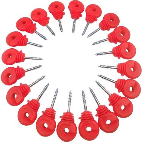 100 pcs Isolateur Cloture Electrique a Visser, Isolateur Cloture Electrique pour Grillage Piquet Fer, Isolateur Cloture Electrique pour Animaux Chevaux Fil Cloture éLectrique Fixe(Rouge)