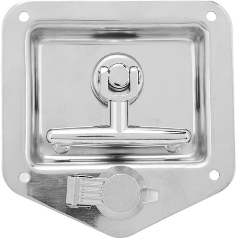 2 Verrous de coffre d'outils en acier inoxydable, poignée en T avec 4 clés pour porte de camion, camping-car, remorque (1/5)