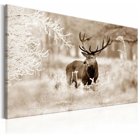 Tableau cerf en sépia - 120 x 80 cm (1/4)