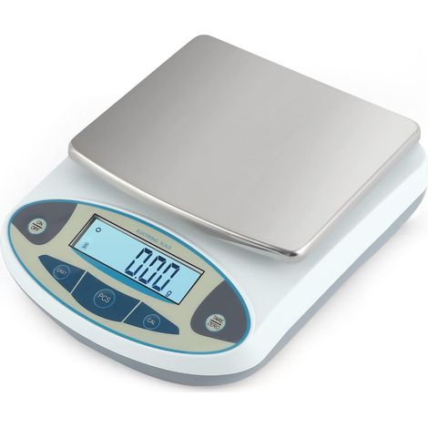 Lab Analytique Balance 5000g/0,01g, Tare/Compte/13 Unités Precision Laboratoire Balance, Plateau Inox 16 x 18 cm, pour Labo, Bijouterie, Industrie, Pré-Calibrée Prête à l'Emploi (1/5)