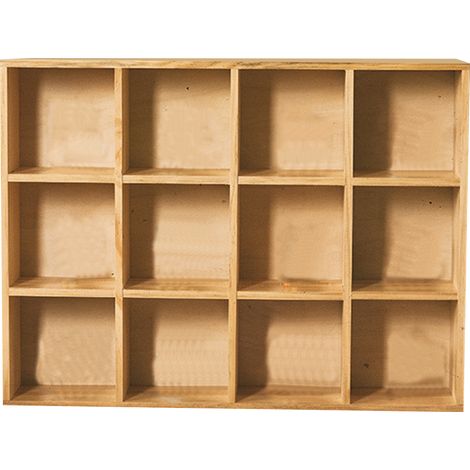 Étagère 12 Cases en Bois pour Figurines - Organisateur Vitrine avec Panneau Arrière pour Salon, Chambre ou Bureau (1/5)