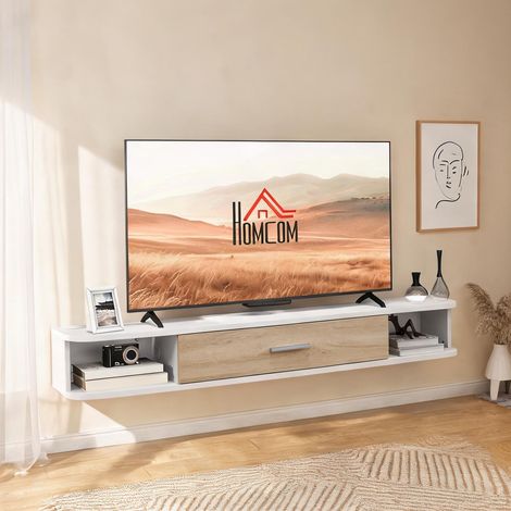 SunJet Meuble TV, support télévision, mural blanc 120 cm - Réf. E8ZUUIENJSYD (1/5)