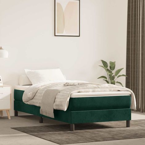 Lit Adulte - Lit à sommier tapissier avec matelas- Lit simple - Meuble de Chambre à Coucher Vert foncé 80x200 cm Velours CNIS9070263 (1/5)