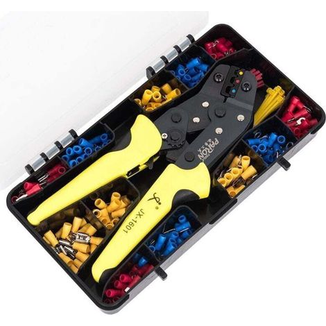 Kit d'outils de sertissage pour pinces à bornes isolées, 24-14 AWG, 280 connecteurs de bornes, 40 attaches de câble (1/4)
