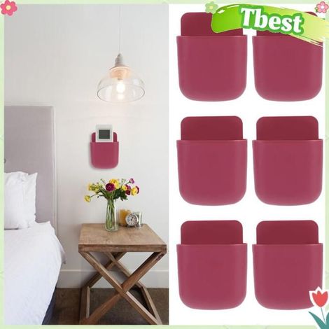 HURRISE boîtier de télécommande mural Boîte de rangement murale pour téléphone, support de télécommande, bricolage Vin Rouge (1/5)