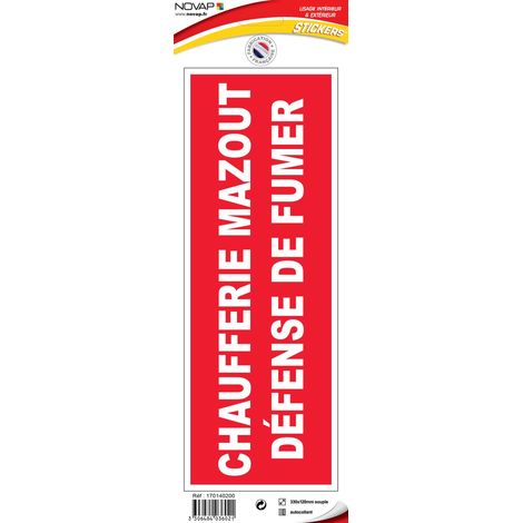 Panneau Chaufferie mazout défense de fumer - Vinyle adhésif 330x120mm - 4036021