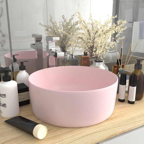 Lavabo rond de luxe Rose mat 40x15 cm Céramique (1/5)