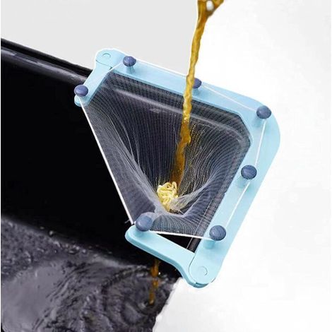 Passoire d'évier multifonctionnelle, passoire triangulaire pliable avec sac filtrant, passoire d'angle pour évier de cuisine (1 support + 50 sacs filtrants)
