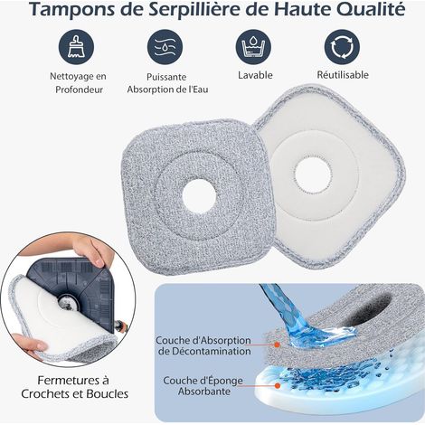 COSTWAY Lot de 6 Serpillières Microfibres Réutilisables, Lingette de Rechange Amovible, Tampons pour Lavage Humide, Compatibles avec Balais-ramasseurs (Pro 6 Serpillières) (1/2)