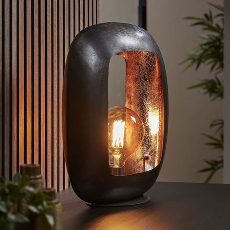 Lampe de table 34x13x35 cm en métal noir et argenté