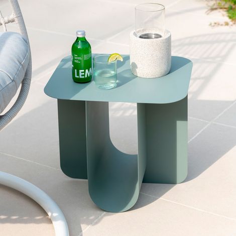 Table d'appoint 43,6x40x39 cm en métal vert - MULIK