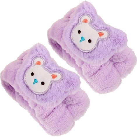 Lot de 2 bracelets de lavage en flanelle, absorbants et portables, pour se laver le visage et les poignets. (1/5)