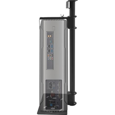 Soporte para ordenador, capacidad de carga de 30 kg, altura ajustable de 5 a 53 cm, anchura ajustable de 13,5 a 23,5 cm, acero laminado en frío resistente, instalación bajo mesa. (1/5)