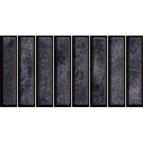Carrelage imitation pierre Domiz 15x30 cm Noir Brillant (1/2)