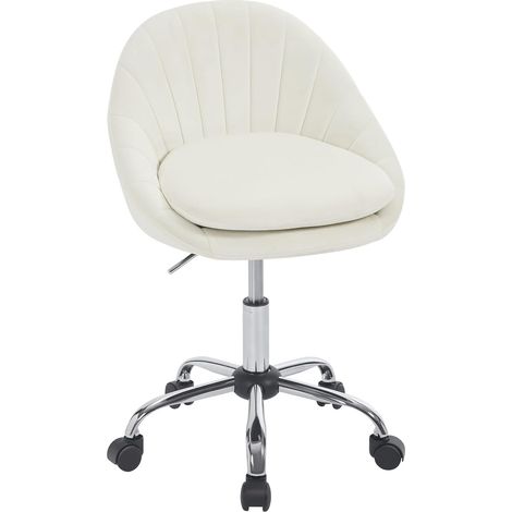 WOLTU Sedia Poltroncina per Ufficio Ergonomica in Velluto Imbottita Altezza Regolabile Girevole,Crema