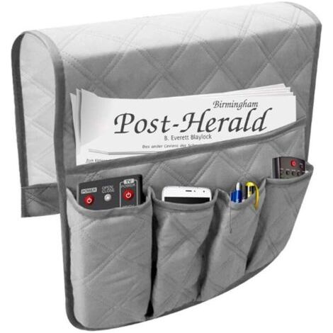 BUNTHAUS sac de rangement pour accoudoir de canapé –matériau polyester durable –gris
