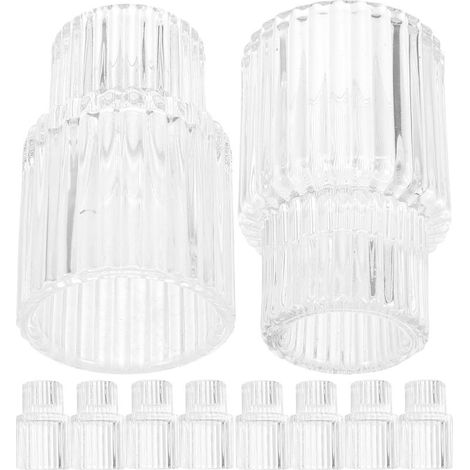 10 Pièces Bougeoirs Verre Transparent à Rayures Porte-Bougies Chauffe-Plat Nervurés Centre de Table Élégant pour Mariage et Décor Festif (1/5)