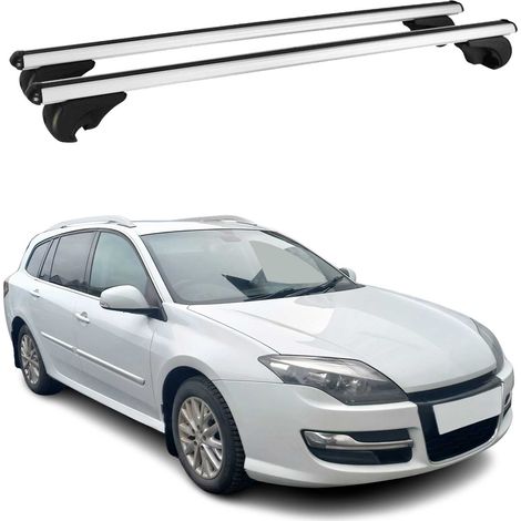 OMAC Aluminium Dachträger Querträger für Renault Laguna III Grandtour 2008-2015 – TÜV / DIN 75302:2019 – Abschließbar – Max. 75 kg – 2 Stangen Silber (1/5)