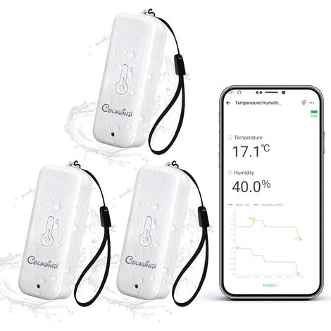 Capteur de Température et Humidité Zigbee, Thermomètre Hygromètre IP65 Intérieur Extérieur, Hub Requis, Surveillance APP (1/5)