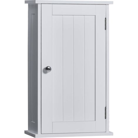 Priano Armoire Murale de Salle de Bain - Armoire Blanche à Porte Unique avec Étagère Intérieure, Rangement Mural Gain de Place - H 50 x L 30 x P 14 cm (1/5)