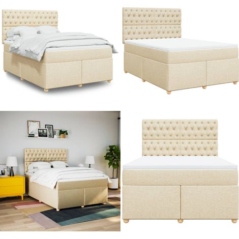 vidaXL Boxspringbett mit Matratze Creme 140x200 cm Stoff (1/5)