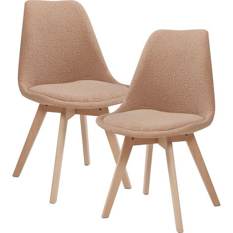 Esszimmerstuhl Fläten 2er Set Bouclé Taupe [en.casa]