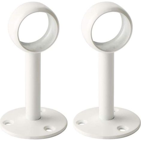 Blanc Brillant 2 Pcs Tringle Rideau Plafond en Acier Inoxydable, Support Tringle Penderie pour Tube de rond Ø 25 mm (1/4)