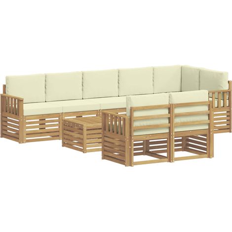 Outdoor-Sofagarnitur 9 stk. Weiß und Creme Polyester vidaXL (1/5)
