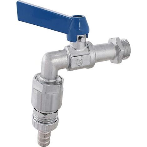 JS KUGEL-AUSLAUFHAHN,SCHWER,RB DN15,1/2",HEBELGR.BLAU,MATT CHR. (1/3)