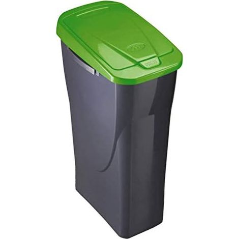 Cubo ecobin con tapa color negro/verde 21,5 x 31 x 42 cm 15 l