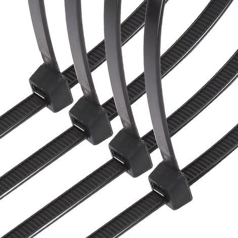 Lot de 20 serre-câbles noirs en nylon de 7,2 x 450 mm - pour regrouper les câbles et sécuriser des objets dans des projets de bricolage. (1/4)