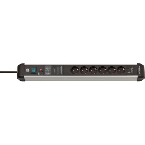 Brennenstuhl Premium-Protect-Line 60.000A Multiprise parasurtenseur avec fonction de charge USB 6 prises 3 m H05VV-F 3G1,5 - 1391010610