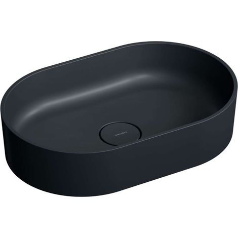 OMNIRES Ovo M+ - Lavabo da appoggio 55x36 cm, senza troppopieno, nero OVOUNBLV (1/5)