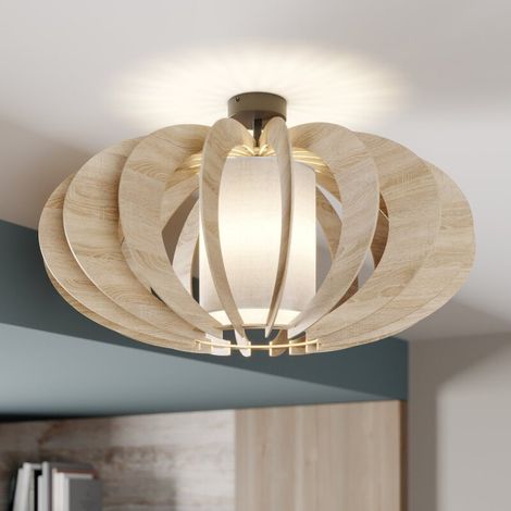 [GEBRAUCHT] B-Ware Euluna Deckenlampe Modern A L Mit Holz Lamellen ø 60 Cm Deckenlampe Lampe E27281 (1/2)